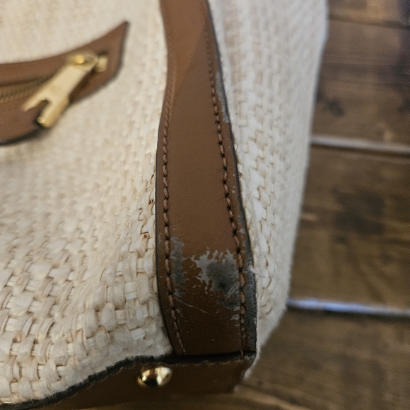 Ralph Lauren Woven Straw Beige Tote Bag Classic Preppy Hangbag - Picture 7 of 15